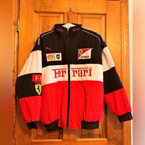 Ferrari Men's Red, Black, and White Varsity Jacket